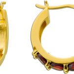 Granat Creolen 21mm Silber vergoldet rote Natur Edelsteine