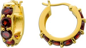 Granat Creolen 21mm Silber vergoldet rote Natur Edelsteine