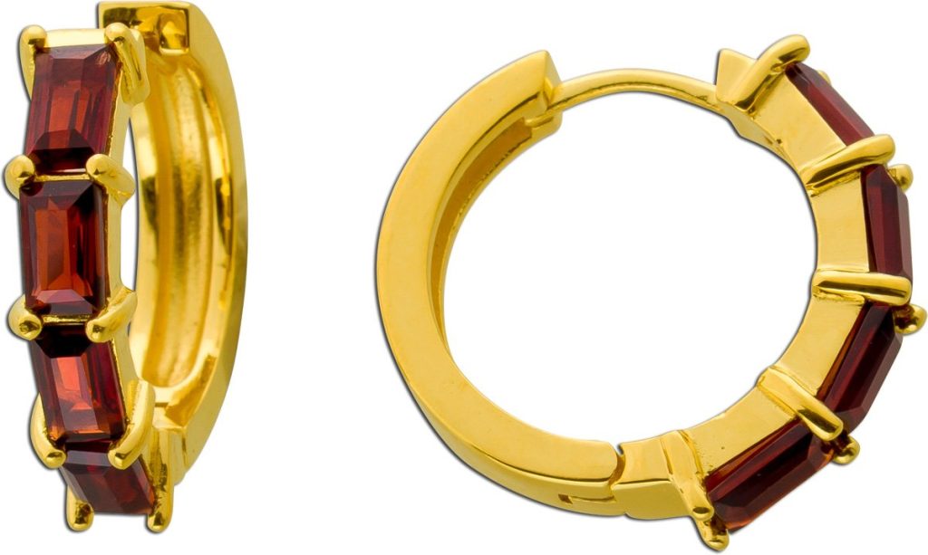 Granat Creolen 19mm Silber vergoldet rote Natur Edelsteine