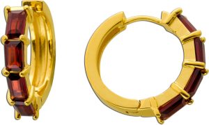 Granat Creolen 19mm Silber vergoldet rote Natur Edelsteine