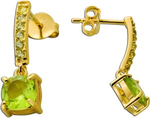 Peridot Ohrstecker Silber vergoldet grüne Natur Edelsteine