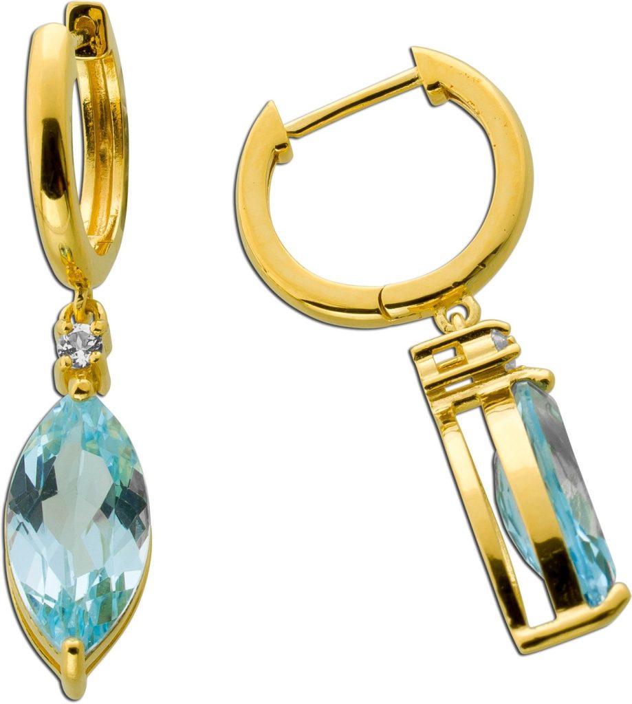 Topas Creolen Silber vergoldet Blautopase Natur Edelsteine