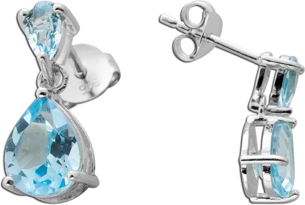Blautopas Ohrstecker Silber 925 hellblaue Natur Edelsteine 4.3ct