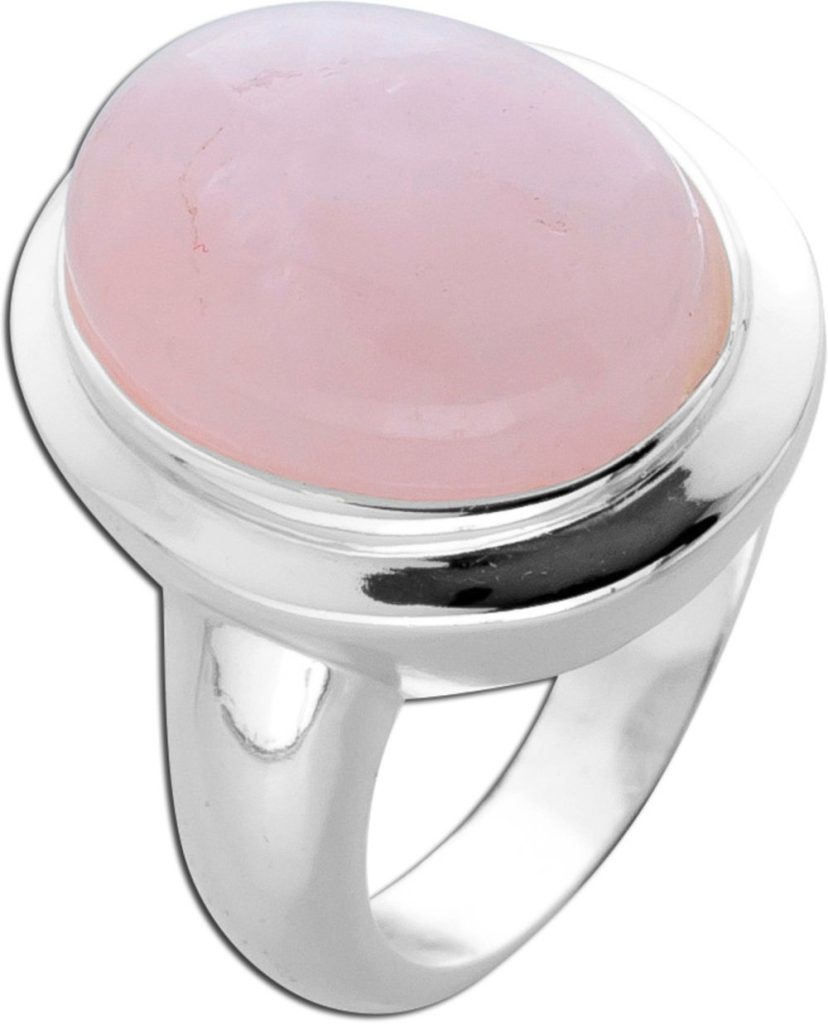 Rosenquarz Damenring Silber 925 rosa Solitär Edelstein
