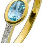 Blautopas Ring Silber Gelbgold vergoldet Diamanten blauer Edelstein