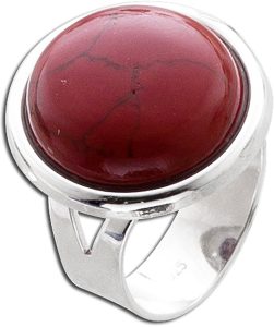 Ring Silber 925 synthetische rote Koralle