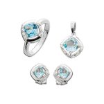 Blautopas Schmuck Set Silber 925 blaue Natur Edelsteine 17