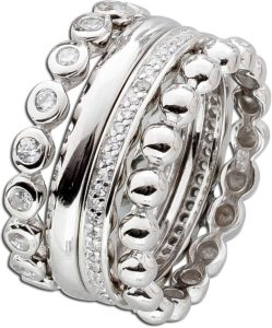 Ring Set 4-teilig Silber 925 weiße Zirkonia Steine
