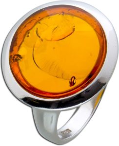 Bernsteinring Silber 925 cognac brauner Edelstein