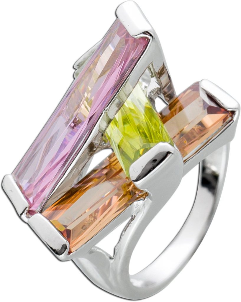 Zirkoniaring Silber 925 pink grün orange Zirkonia Steine