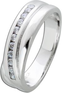 Damenring Silber 925 weiße Zirkonia Steine poliert