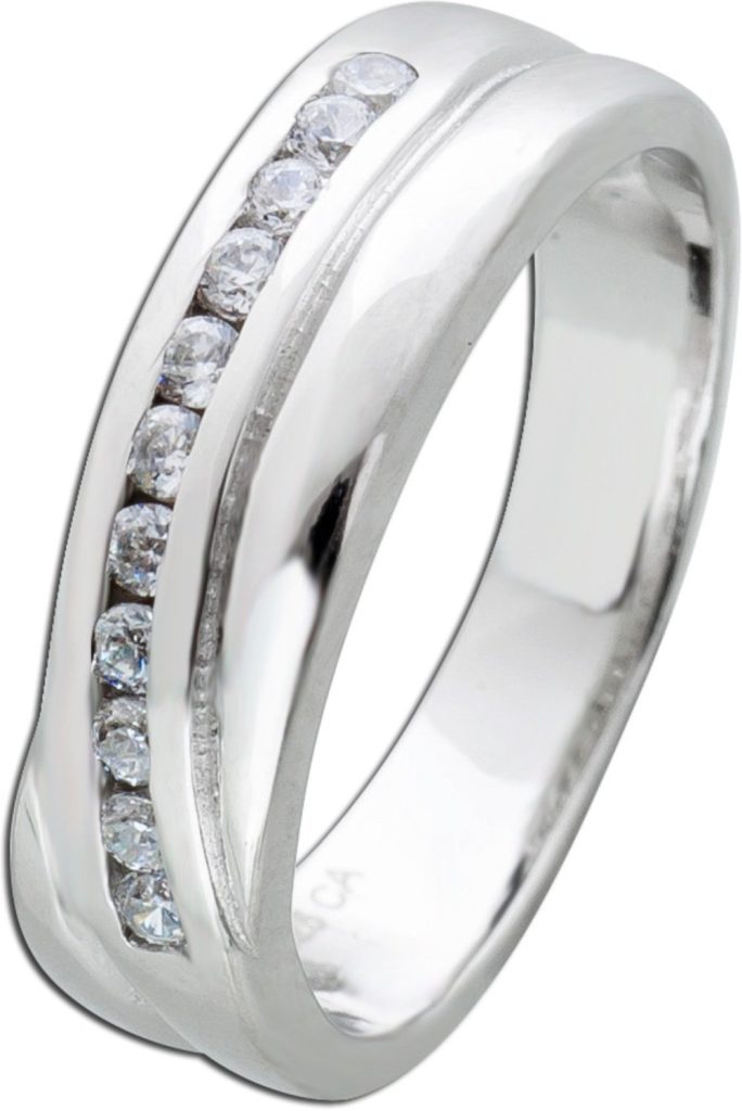 Damenring Silber 925 weiße Zirkonia Steine poliert