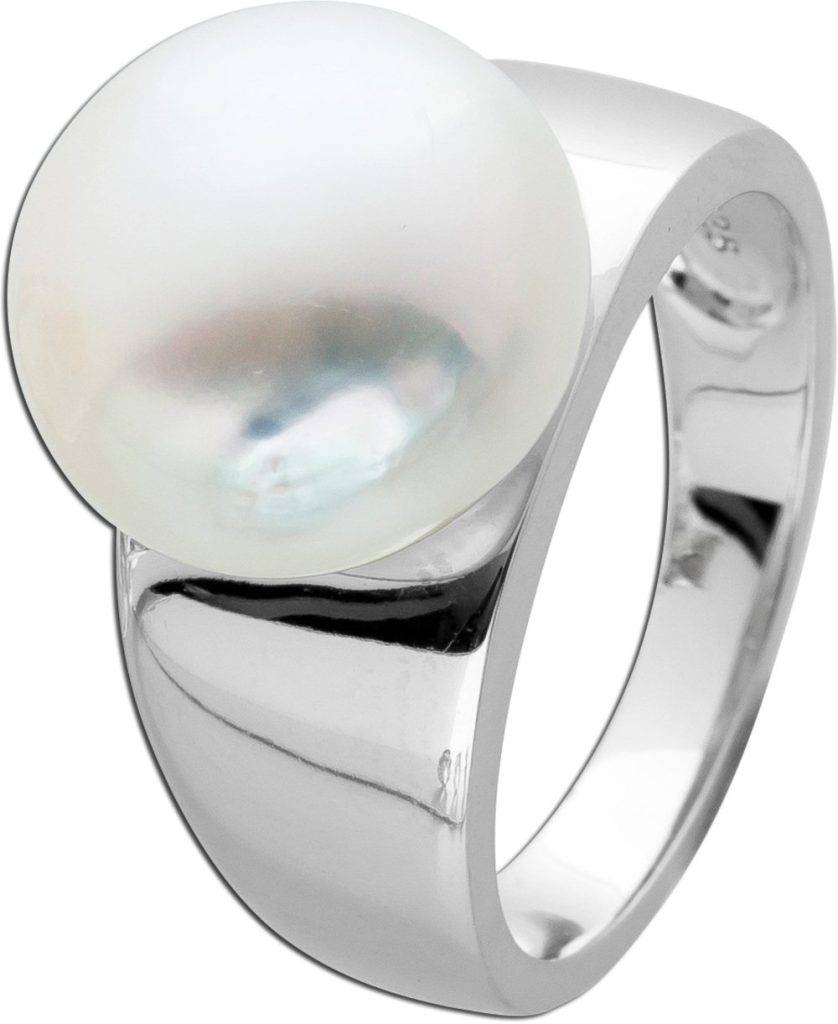 Perlenring Silber 925 weiße Süßwasserperle 11mm