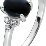 Onyx Ring Silber 925 schwarzer Edelstein weiße Zirkonia