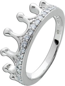 Damenring Silber 925 weiße Zirkonia Kronendesign