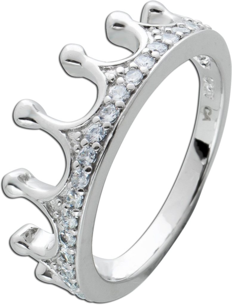 Damenring Silber 925 weiße Zirkonia Kronendesign