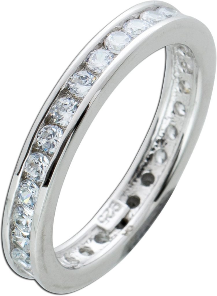 Memoire Damenring Silber 925 weiße Zirkonia