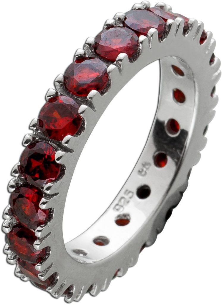 Memoire Ring Silber 925 rote Zirkonia Steine