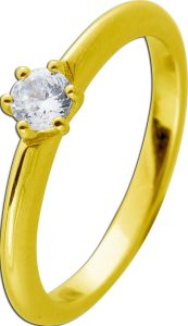 Solitärring Silber 925 vergdoldet Zirkonia 0.25ct Verlobungsring