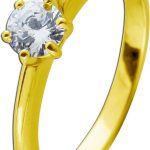 Solitärring Silber 925 vergoldet Zirkonia 0.50ct. Verlobungsring