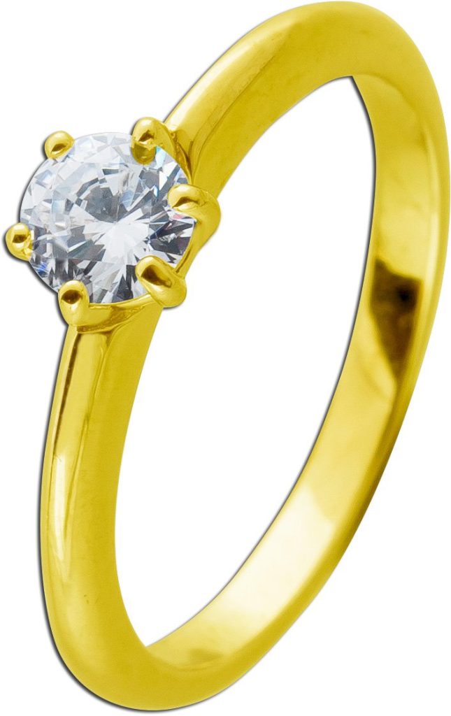 Solitärring Silber 925 vergoldet Zirkonia 0.50ct. Verlobungsring