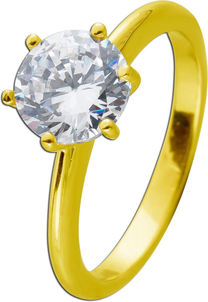 Solitärring Silber 925 vergoldet Zirkonia 2.0ct. Verlobungsring