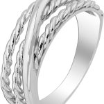 Damenring Silber 925 poliert rhodiniert gemustert