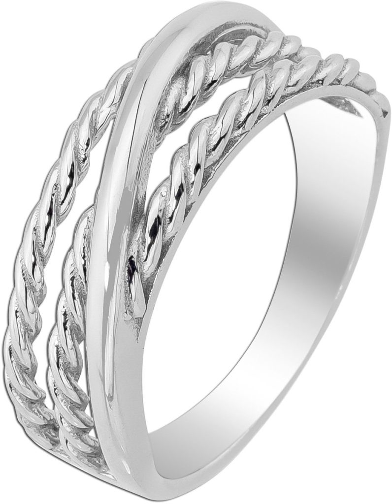 Damenring Silber 925 poliert rhodiniert gemustert