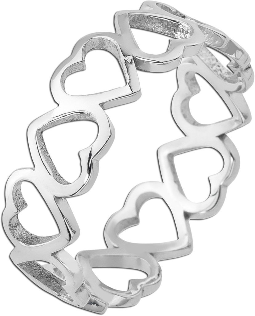 Herzring Silber 925 rhodiniert poliert