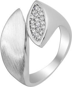 Zirkoniaring Silber 925 weiße Zirkonia mattiert