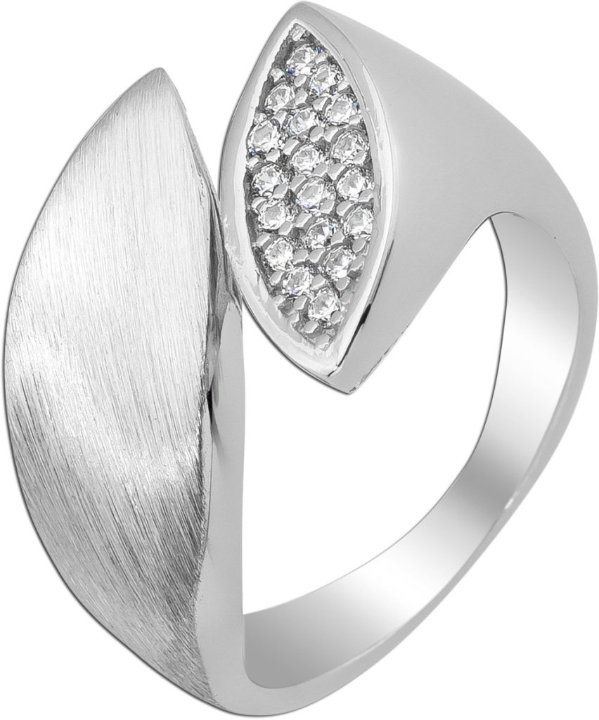 Zirkoniaring Silber 925 weiße Zirkonia mattiert