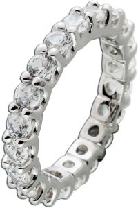 Memoire Ring Silber 925 rhodiniert weiße Zirkon Edelsteine