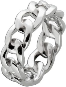 Damenring Silber 925 rhodiniert Panzerkettendesign