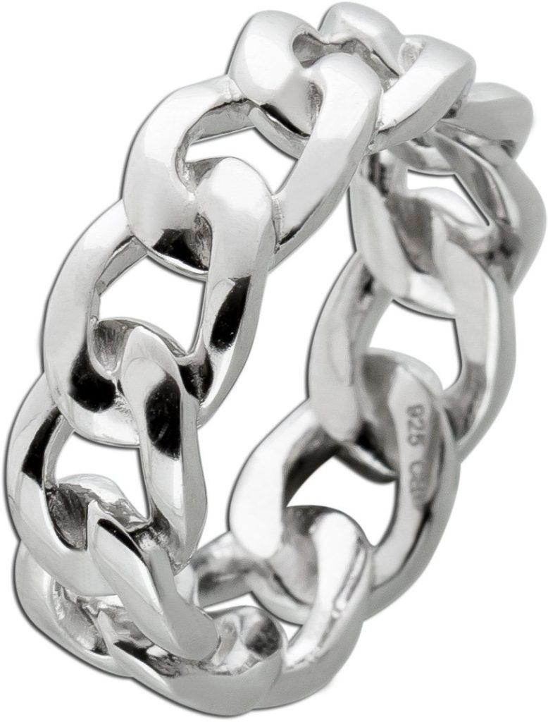 Damenring Silber 925 rhodiniert Panzerkettendesign