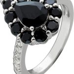 Spinell Ring Silber 925 schwarze Edelsteine weiße Zirkonia