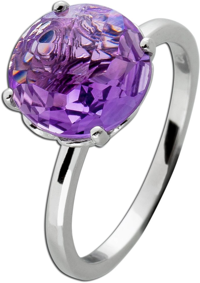 Amethyst Ring Silber 925 Solitär lila Edelstein Brasilien