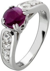 Rubin Ring Silber 925 roter Edelstein weiße Topase