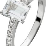 Topas Ring Silber 925 weißer Edelstein weiße Zirkonia Steine
