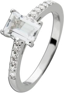 Topas Ring Silber 925 weißer Edelstein weiße Zirkonia Steine
