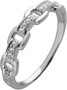 Kettenring Silber 925 weiße Zirkonia poliert