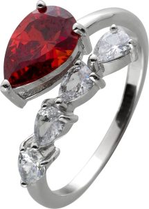 Damenring Silber 925 weiße orange rote Zirkonia Steine