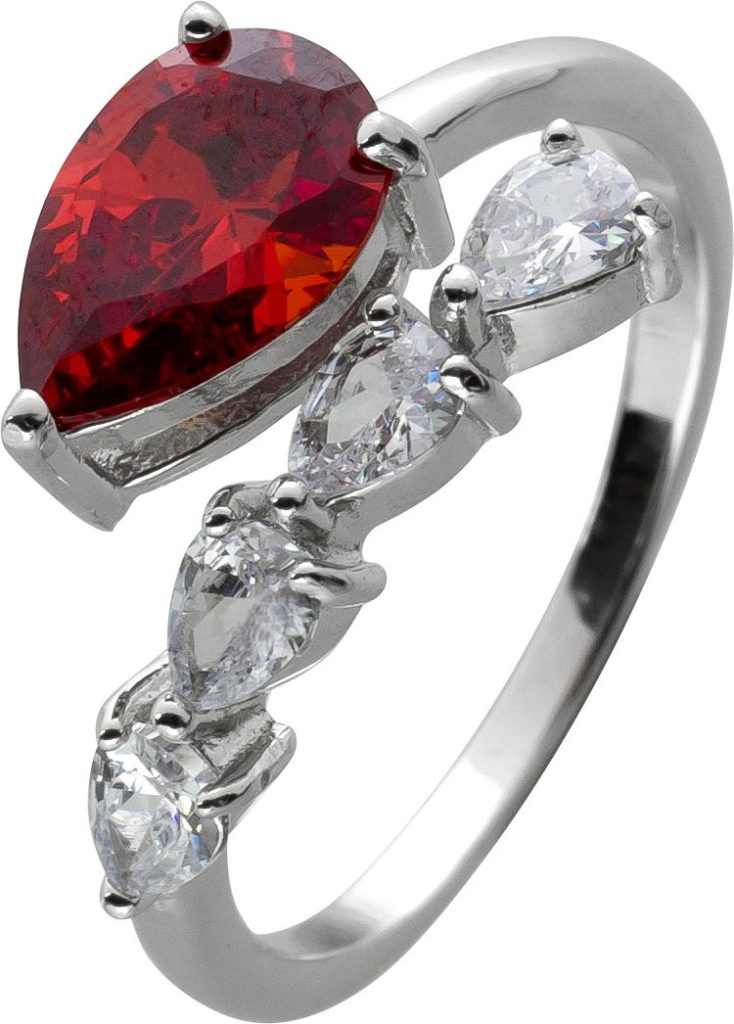 Damenring Silber 925 weiße orange rote Zirkonia Steine
