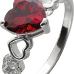 Herz Damenring Silber 925 rote weisse Zirkonia