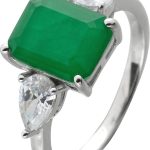 Damenring Silber 925 grüne weisse Zirkonia