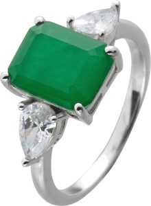 Damenring Silber 925 grüne weisse Zirkonia