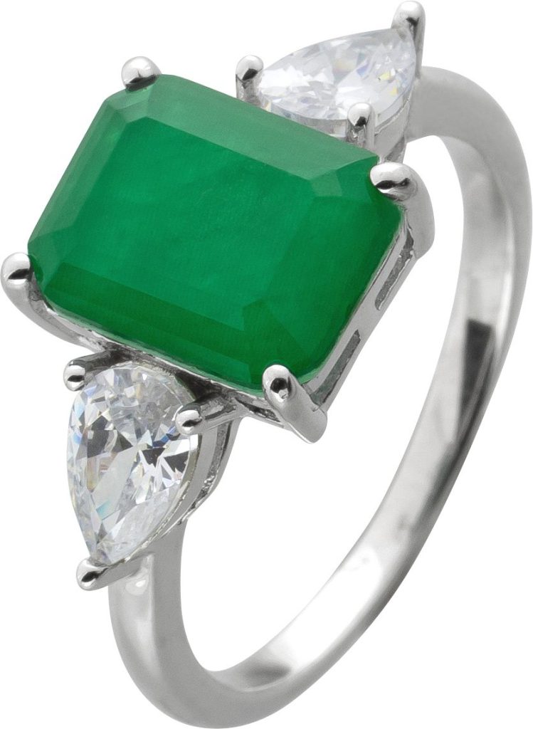 Damenring Silber 925 grüne weisse Zirkonia