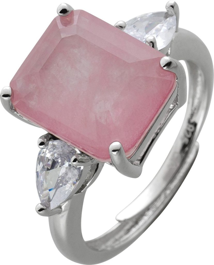 Silberring 925 Rosa weisse Zirkonia Steine