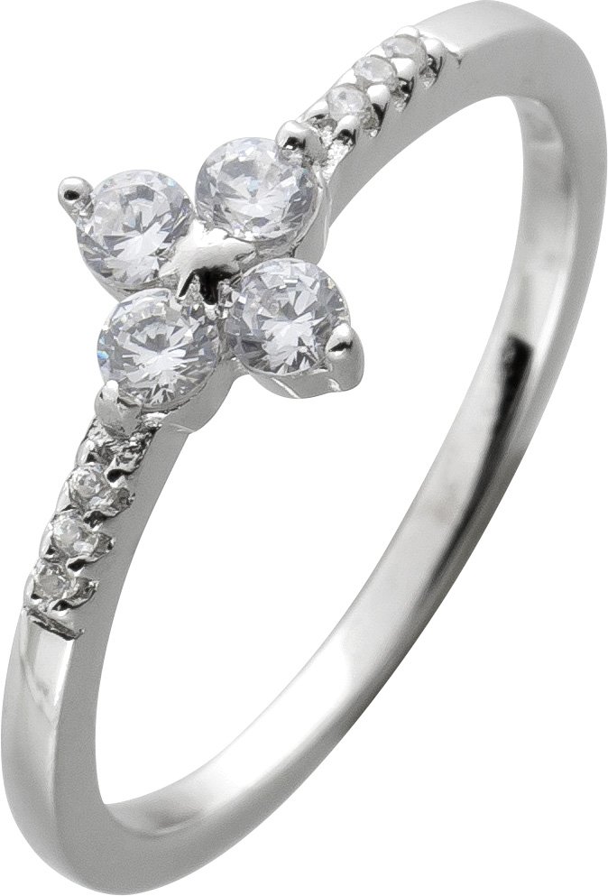 Damenring Silber 925 Blütendesign weiße Zirkonia