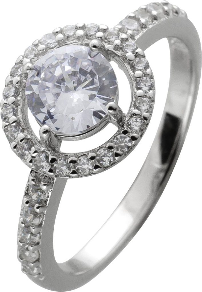 Damenring Silber 925 weiße Zirkonia Steine Brillantlook