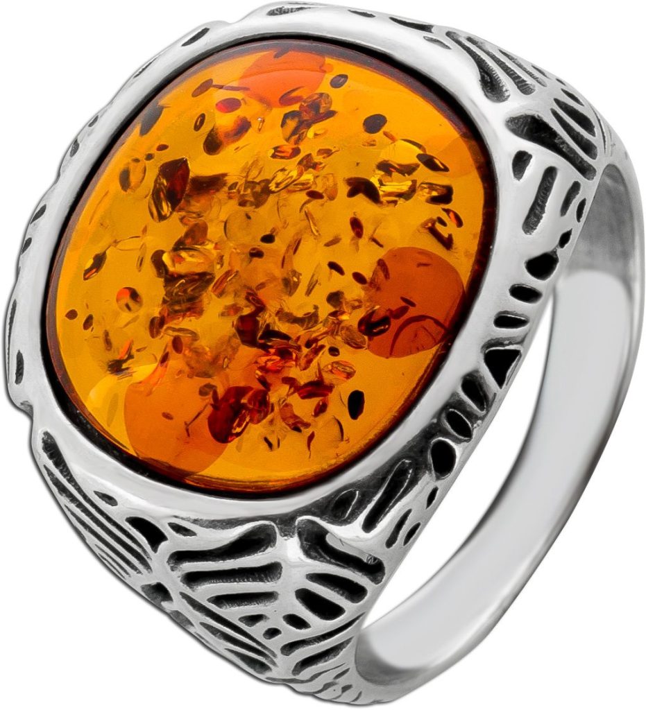 Bernstein Ring Silber 925 cognac brauner Edelstein